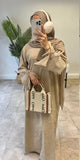 GETADME Bowknot Decorations Corduroy Abaya Muslim Women Dress, O Neck Side Pockets, Warm Loose Modest Islam Hijabi Robe, Ramadan, Autumn