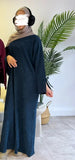 GETADME Bowknot Decorations Corduroy Abaya Muslim Women Dress, O Neck Side Pockets, Warm Loose Modest Islam Hijabi Robe, Ramadan, Autumn