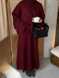 GETADME Burgundy Chic Women's Loose Sweater Midi Skirt Suit Elegant Turtleneck Long Sleeve Knit Pullover 2-piece Set Autumn Lady Outfits