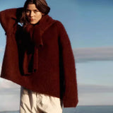 GETADME Casual Knitted Solid Sweater Women Fashion Thicken Green Loose O-Neck Long Sleeves Pullover 2025 Autumn Winter Warm Knitwear