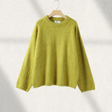 GETADME Casual Knitted Solid Sweater Women Fashion Thicken Green Loose O-Neck Long Sleeves Pullover 2025 Autumn Winter Warm Knitwear