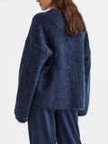 GETADME Casual Knitted Solid Sweater Women Fashion Thicken Green Loose O-Neck Long Sleeves Pullover 2025 Autumn Winter Warm Knitwear