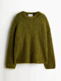 GETADME Casual Knitted Solid Sweater Women Fashion Thicken Green Loose O-Neck Long Sleeves Pullover 2025 Autumn Winter Warm Knitwear