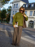 GETADME Casual Knitted Solid Sweater Women Fashion Thicken Green Loose O-Neck Long Sleeves Pullover 2025 Autumn Winter Warm Knitwear