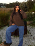 GETADME Casual Loose Woman's Fashion Solid Color Knitted Pullover Chic Classic Full Sleeved O Neck Sweater Autumn New Female Jumper 2024