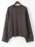 GETADME Casual Loose Woman's Fashion Solid Color Knitted Pullover Chic Classic Full Sleeved O Neck Sweater Autumn New Female Jumper 2024