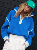 GETADME Casual Thickened Contrast Lamb Wool Women Jacket Autumn Winter Turn Down Collar Patchwork Coats Female Streetwear 2025 Warm Coat