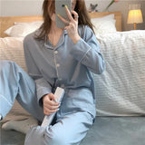 GETADME Casual Women's Pajamas Set Spring and Autumn New 2025 Pure Cotton Long Sleeves Long Pants Sweet School Style Homewear Set