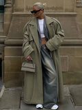 GETADME Casual Woolen Lapel Long Coats With Belt Women Elegant Chic Solid Double Breasted Jackets Female Autumn High Street Overcoats