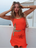 GETADME Chic Sparkling Star Print Ruffle Women Mini Dresses Elegant Sleeveless Backless Pleated Knit Prom Dresses 2025 Female Party Robe