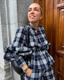 GETADME Classic Plaid Long Sleeves Woman Casual Pants Set Elegant V Neck Buttons Patchwork Trousers Suit 2025 Spring Lady Streetwear