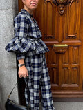 GETADME Classic Plaid Long Sleeves Woman Casual Pants Set Elegant V Neck Buttons Patchwork Trousers Suit 2025 Spring Lady Streetwear