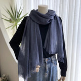 GETADME Cotton Linen Solid Color Scarf Female Summer Sun Protection Medium Length Gauze Japanese Korean Beach Scarves Tourism Shawl