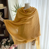 GETADME Cotton Linen Solid Color Scarf Female Summer Sun Protection Medium Length Gauze Japanese Korean Beach Scarves Tourism Shawl