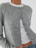 GETADME Crochet Knit Cardigans Women Slim Crew Neck Vintage Y2k Long Sleeve Single Breasted Sweaters 2025 Autumn Lady Versatile Sweater