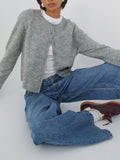 GETADME Crochet Knit Cardigans Women Slim Crew Neck Vintage Y2k Long Sleeve Single Breasted Sweaters 2025 Autumn Lady Versatile Sweater