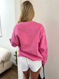 GETADME Cute Pink Bow Prints Hoodie for Women Fall Casual Loose Round Neck Long Sleeve Sweatshirts Female Spring Pullovers Tops Coat Y2K