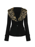 GETADME DEEPTOWN Leopard Cardigan Women Japanese Gyaru V-neck Long Sleeve Streetwear Slim Sexy Cardigan Sweater Y2k Vintage Top Autuam