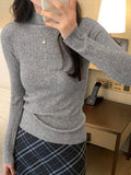 GETADME Deeptown Basic Turtleneck Crop Sweater Women Casual Knitted Pullover Solid Color Jumper Long Sleeve Tops Slim Bottoming Shirt