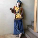GETADME Deeptown Harajuku Cartoon Sweaters Women Vintage Y2k Streetwear Knitted Pullover Grunge Retro Long Sleeve Aesthetics Sweaters