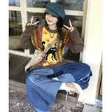 GETADME Deeptown Harajuku Cartoon Sweaters Women Vintage Y2k Streetwear Knitted Pullover Grunge Retro Long Sleeve Aesthetics Sweaters