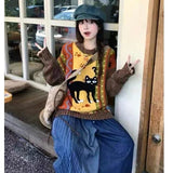 GETADME Deeptown Harajuku Cartoon Sweaters Women Vintage Y2k Streetwear Knitted Pullover Grunge Retro Long Sleeve Aesthetics Sweaters