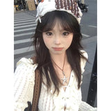GETADME Deeptown Vintage Gothic Y2k Knit Shirts Women Aesthetic Long Sleeve Blouses V Neck Slim Grunge Harajuku Gyaru Japanese 2000s