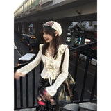 GETADME Deeptown Vintage Gothic Y2k Knit Shirts Women Aesthetic Long Sleeve Blouses V Neck Slim Grunge Harajuku Gyaru Japanese 2000s