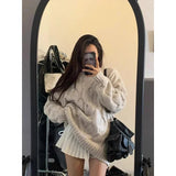 GETADME Deeptown Vintage Japanese Style Women Sweaters Old Money Casual Preppy Knitted Pullovers Loose Twists Knitwears Autumn Jumper
