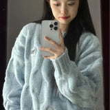 GETADME Deeptown Vintage Twist Women Sweater Harajuku Korean Fashion Long Sleeve Knitted Pullovers Loose Solid Jumper Autumn Winter Warm