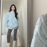 GETADME Deeptown Vintage Twist Women Sweater Harajuku Korean Fashion Long Sleeve Knitted Pullovers Loose Solid Jumper Autumn Winter Warm