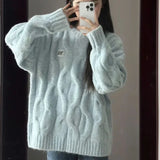 GETADME Deeptown Vintage Twist Women Sweater Harajuku Korean Fashion Long Sleeve Knitted Pullovers Loose Solid Jumper Autumn Winter Warm