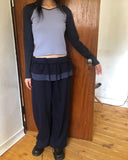 GETADME Deeptown Y2k Harajuku Streetwear High Waist Wide Leg Pants Korean Style Vintage Kawaii Sweet Solid Fake Two-piece Trousers 2025
