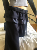 GETADME Deeptown Y2k Harajuku Streetwear High Waist Wide Leg Pants Korean Style Vintage Kawaii Sweet Solid Fake Two-piece Trousers 2025