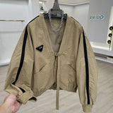 GETADME Design Sense V-neck Short Jacket For Women's 2024 Spring And Autumn Loose Casual Jacket Top Fashion