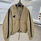 GETADME Design Sense V-neck Short Jacket For Women's 2024 Spring And Autumn Loose Casual Jacket Top Fashion