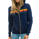 GETADME Donsignet Women Hoodies Coat 2025 New Casual Rainbow Hooded Sweatshirts Fashion Zip-up Striped Cardigan Men Hoodies