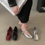 GETADME Double Buckle Ballet Shoes 2024 Spring New Women Flat Shoes Fashion Red Elegant Mary Jane Shoes Ladies Dress Outdoor Ballerinas