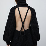 Getadme Dourbesty Chic Shrug Sweater For Women Long Sleeve Turtleneck Open Front Zipper Cardigan Knit Sweater Arm Warmer Cropped Tops