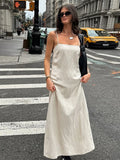 GETADME Elegant Cotton Lined Slip Dress Women Solid Tube Sleeveless Long Dressess Female 2025 Spring Summer Fashion Lady Beach Vestidos