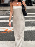GETADME Elegant Cotton Lined Slip Dress Women Solid Tube Sleeveless Long Dressess Female 2025 Spring Summer Fashion Lady Beach Vestidos