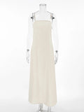 GETADME Elegant Cotton Lined Slip Dress Women Solid Tube Sleeveless Long Dressess Female 2025 Spring Summer Fashion Lady Beach Vestidos