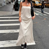 GETADME Elegant Cotton Lined Slip Dress Women Solid Tube Sleeveless Long Dressess Female 2025 Spring Summer Fashion Lady Beach Vestidos