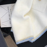 GETADME Elegant Cropped White Knitted Cardigan Women Black Mink Cashmere Sweater Outerwears Korean Knitwear Winter Long Sleeve Jumpers
