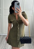 GETADME Elegant Knitted Mini Dress For Women Metal Button Sexy Slim Rib Sweater Dresses Female Holiday Party Outfits Autumn 2025