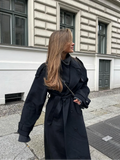 GETADME Elegant Lapel Long Sleeve Women's Woolen Coat Single Breasted Pocket Solid Color Jacket Autumn New Ladies High Street Outerwear