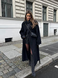 GETADME Elegant Lapel Long Sleeve Women's Woolen Coat Single Breasted Pocket Solid Color Jacket Autumn New Ladies High Street Outerwear