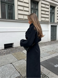 GETADME Elegant Lapel Long Sleeve Women's Woolen Coat Single Breasted Pocket Solid Color Jacket Autumn New Ladies High Street Outerwear