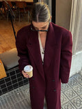 GETADME Elegant Lapel Long Sleeve Women's Woolen Coat Single Breasted Pocket Solid Color Jacket Autumn New Ladies High Street Outerwear