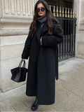 GETADME Elegant Lapel Long Sleeve Women's Woolen Coat Single Breasted Pocket Solid Color Jacket Autumn New Ladies High Street Outerwear